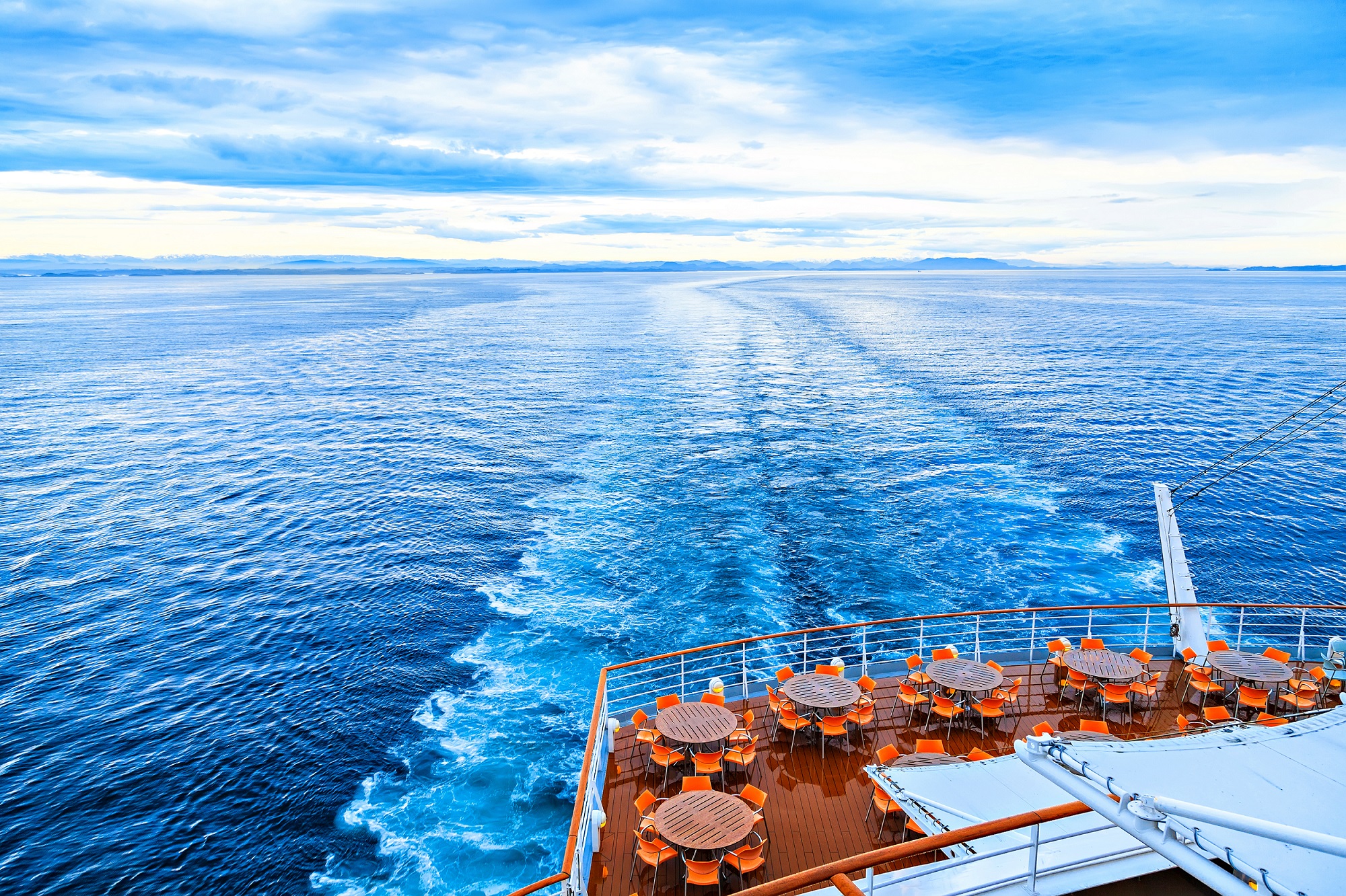 Travelling on a cruise on the ocean